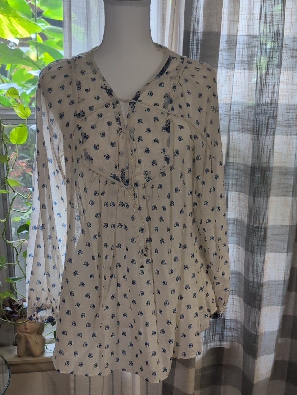 Rebecca Taylor Quilted Bluebell Cotton Blouse.
